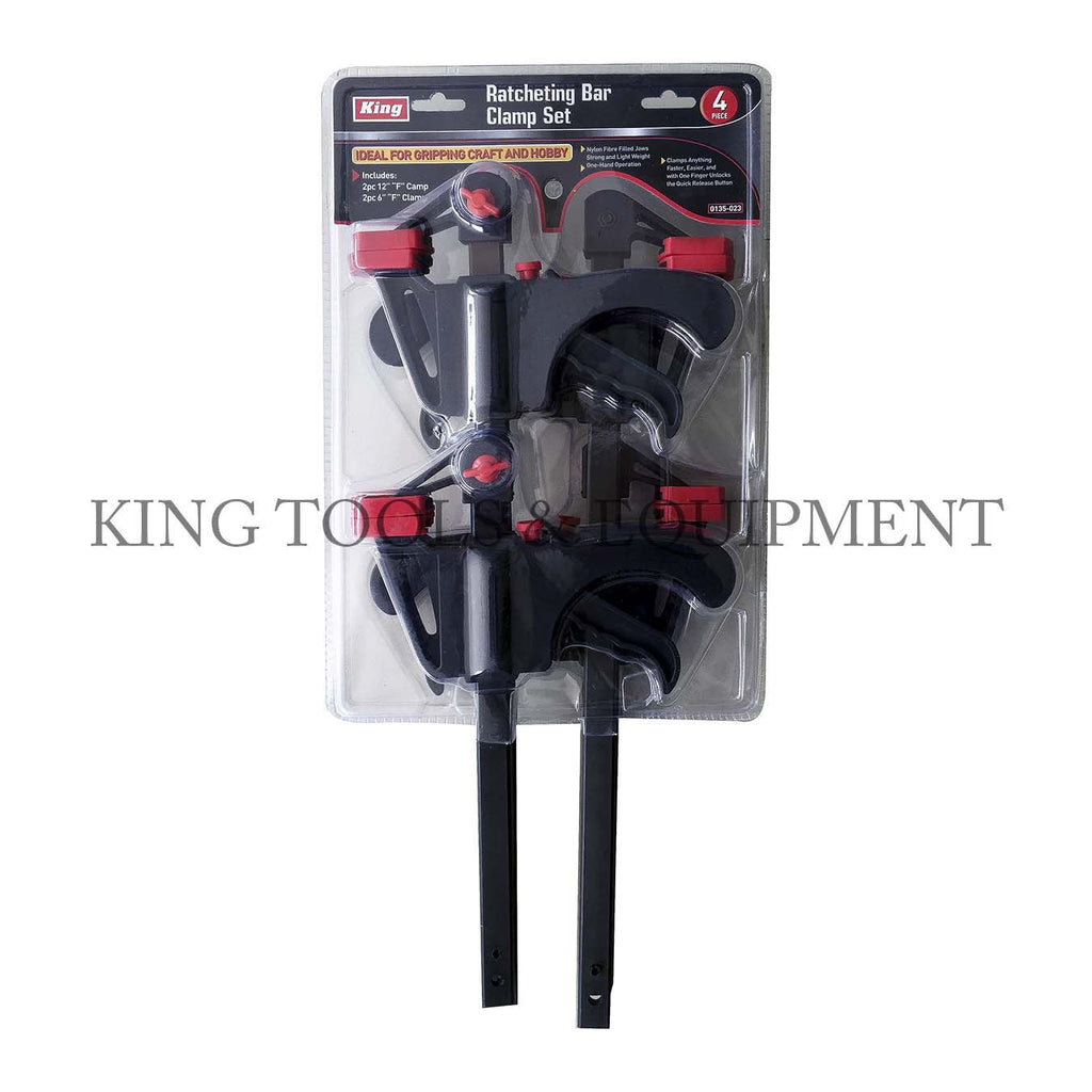 4-Piece Bar Clamp & Spreader Set - Includes 2 Large (6") & 2 Mini (4") Clamps With Non-Marring Pads