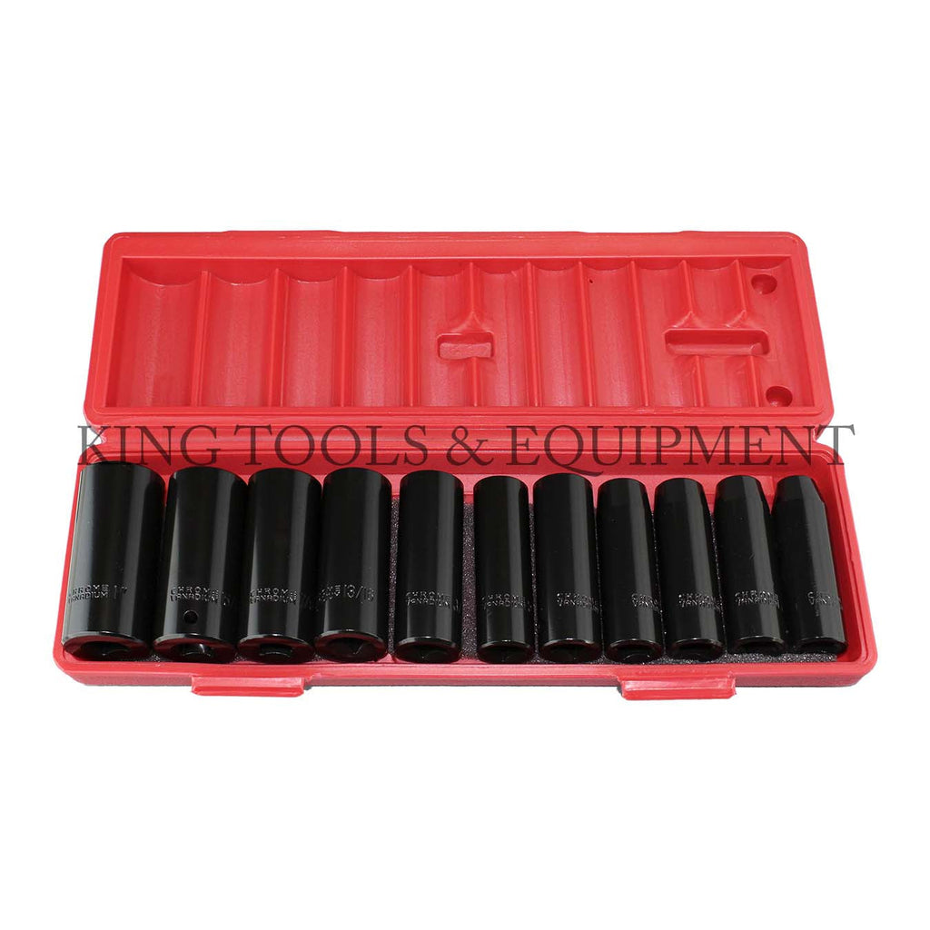 12pc 1/2" Dr. DEEP IMPACT SOCKET SET, SAE 06551 King Tools