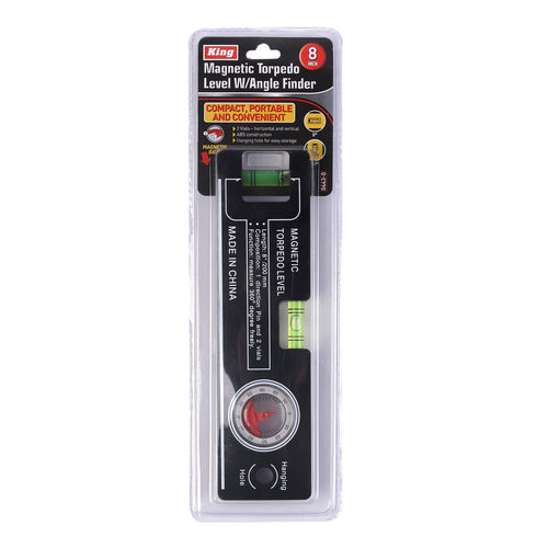 0443-0 - 8" MAGNETIC TORPEDO LEVEL W/ ANGLE FINDER
