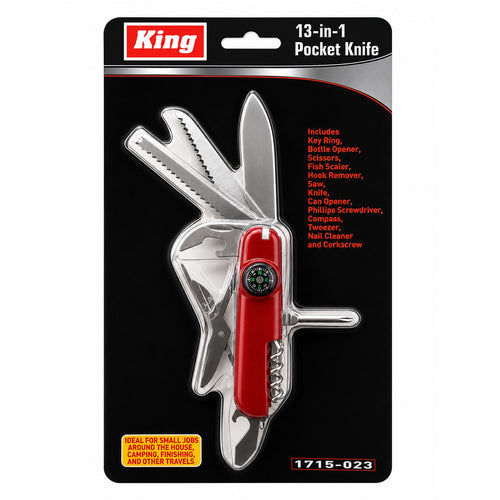 1715-0 - 13-IN-1 MULTI-FUNCTION POCKET KNIFE W/ COMPASS