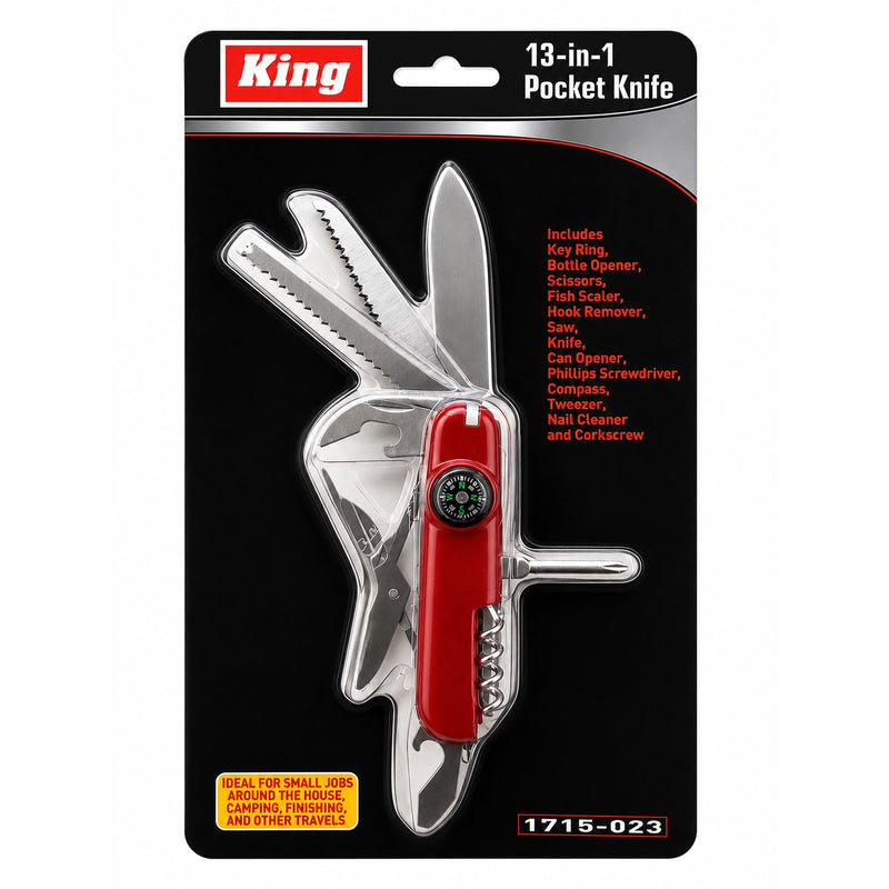 1715-0 - 13-IN-1 MULTI-FUNCTION POCKET KNIFE W/ COMPASS