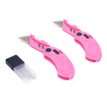 3574-0 - 7-PC PINK FOLDABLE UTILITY KNIFE W/ EXTRA BLADE SET