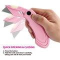 3574-0 - 7-PC PINK FOLDABLE UTILITY KNIFE W/ EXTRA BLADE SET