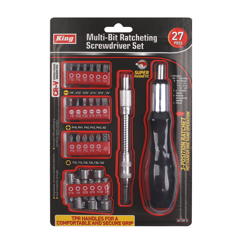 3612-0R - 27-PC MULTI-BIT RATCHETING SCREWDRIVER SET