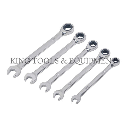 KING 5-pc RATCHETING COMBINATION WRENCH SET (5/16" - 9/16") SAE