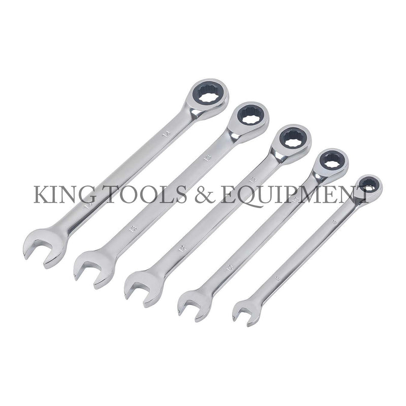 KING 5-pc RATCHETING COMBINATION WRENCH SET (8 mm - 14 mm) Metric