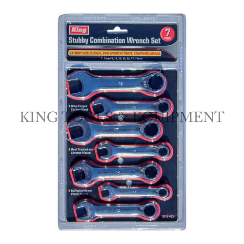 KING 7-pc STUBBY COMBINATION WRENCH SET (10 - 19mm) Metric