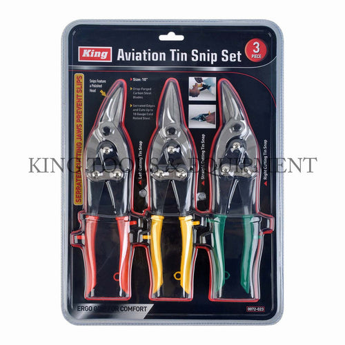 KING 3-pc AVIATION TIN SNIPS SET (Straight, Left and Right Cut)