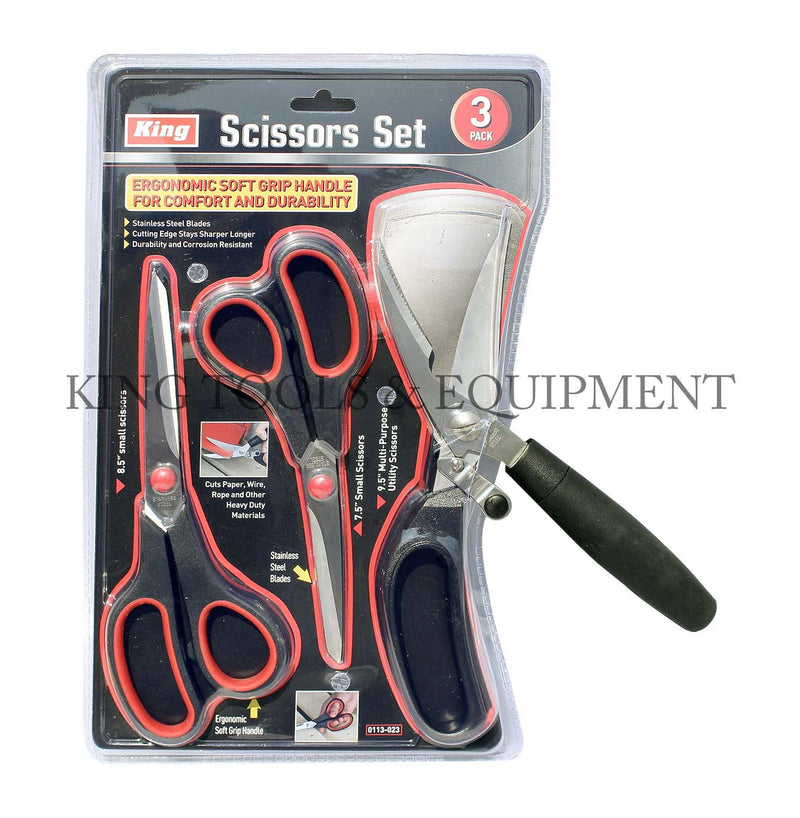 KING 3-pc SCISSORS SET (8.5" & 7.5" Scissors, 9.5" Multi-Purpose Scissors)