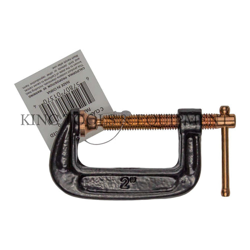 KING 2" Opening C-CLAMP, Cast-Iron Body and Copper-Plated Steel Screw