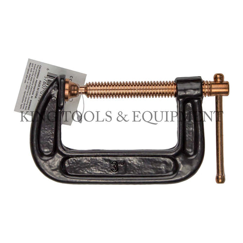KING 3" Opening C-CLAMP, Cast-Iron Body and Copper-Plated Steel Screw