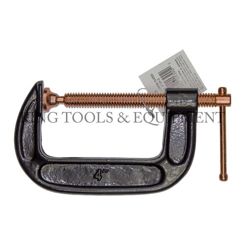 KING 4" Opening C-CLAMP, Cast-Iron Body and Copper-Plated Steel Screw