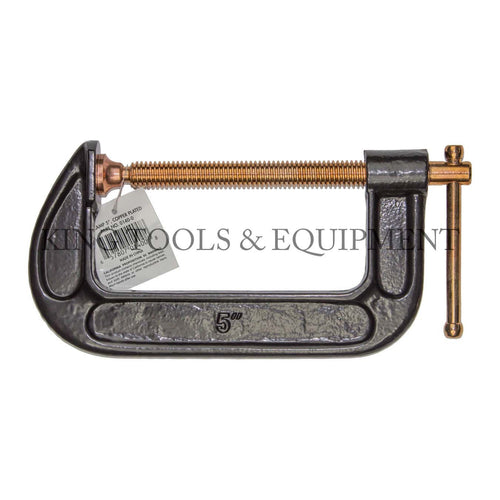 KING 5" Opening C-CLAMP, Cast-Iron Body and Copper-Plated Steel Screw