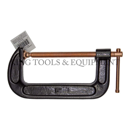 KING 6" Opening C-CLAMP, Cast-Iron Body and Copper-Plated Steel Screw