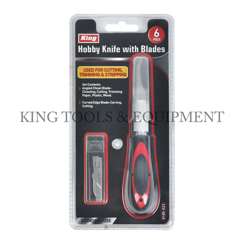 KING 6-pc Precision HOBBY KNIFE w/ Mixed Variety Exacto Blades