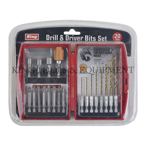 KING 20-pc Quick Change DRILL and DRIVER BIT SET w/ Case