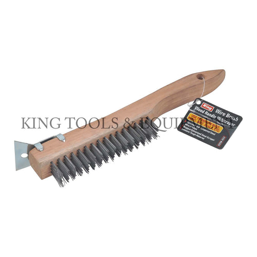 KING Steel WIRE BRUSH w/ Wooden Handle and Scrapper