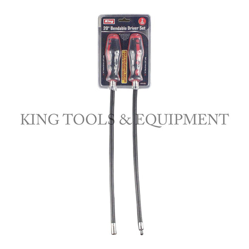 KING 2-pc 20" Long Reach Bendable SCREW and SOCKET DRIVER Set