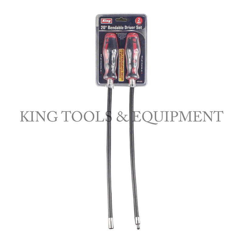 KING 2-pc 20" Long Reach Bendable SCREW and SOCKET DRIVER Set