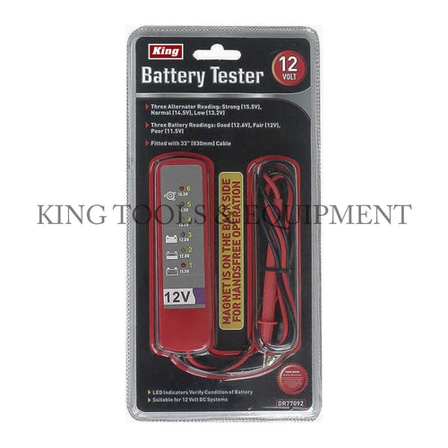KING 12V ALTERNATOR and BATTERY TESTER w/ 33" Cable