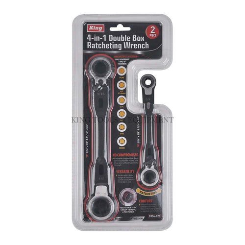 2-pc 4-in-1 Double-Box Ratcheting Combination Wrench Set - 0336-0
