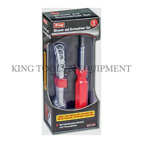 KING 6-pc COMBINATION WRENCH and 4-in-1 SCREWDRIVER SET