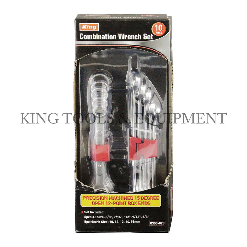 KING 10-pc COMBINATION WRENCH SET, SAE and Metric