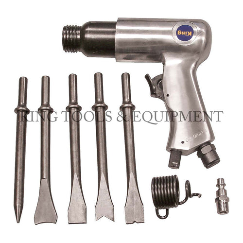 KING 7.5" (190mm) AIR HAMMER w/ 5-Size Chisels, 90PSI 11CFM 1/4"NPT