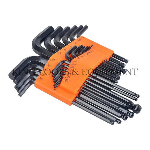 KING 25-pc L-Shaped HEX KEY WRENCH SET w/ Ball-End, SAE and Metric