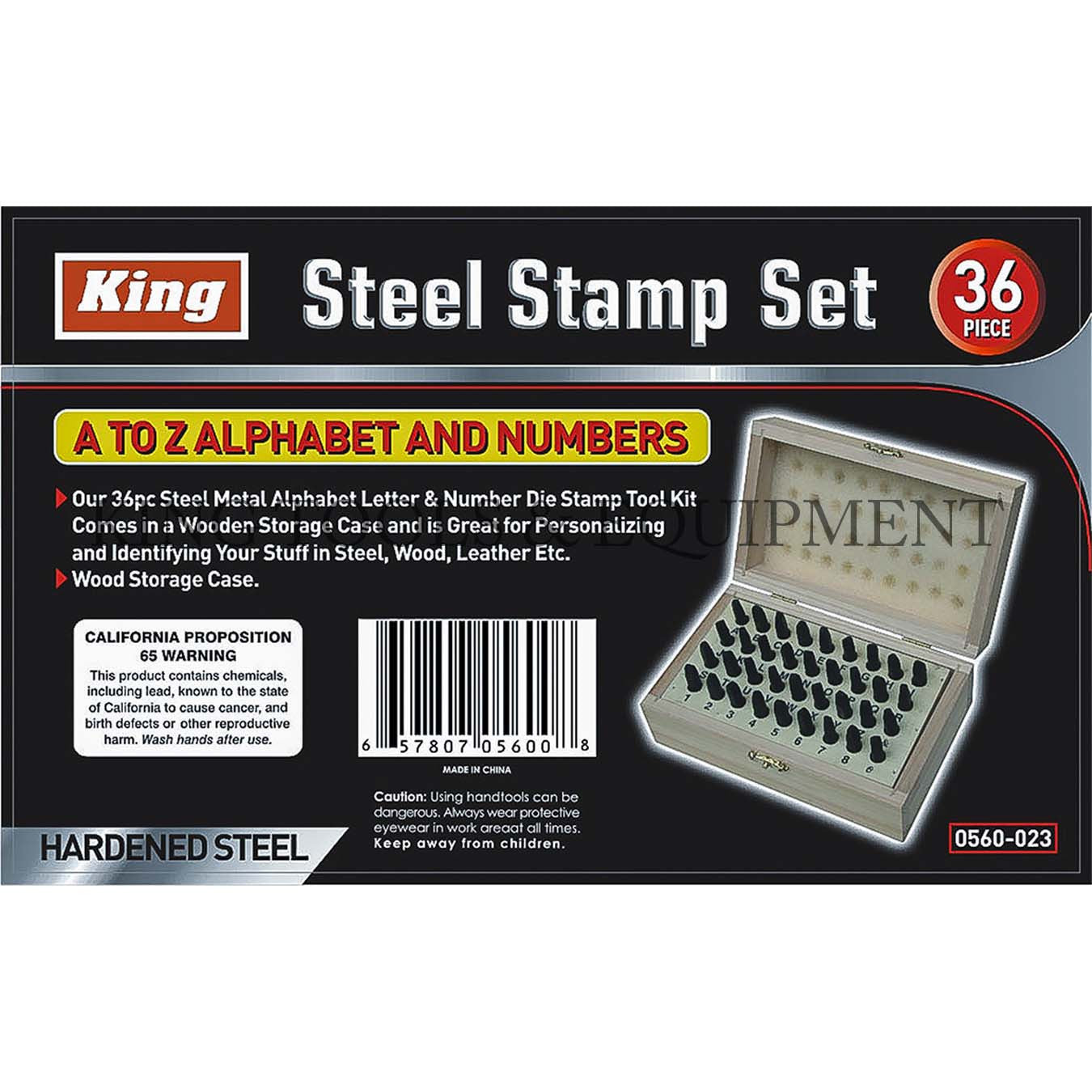 36-pc Alphabet & Number STEEL STAMP SET w/ Wooden Case - 0560-0