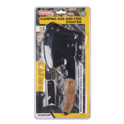 0575-0 - 2-PC CAMPING AXE AND FIRE STARTER SET (TOPSON)