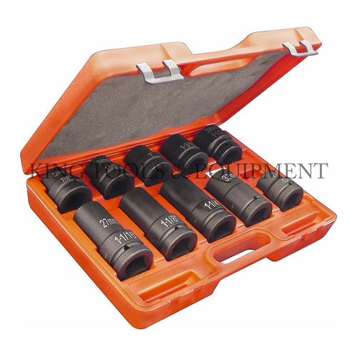 KING 10-pc 1" Dr. IMPACT SOCKET SET w/ Blow Case, SAE and Metric