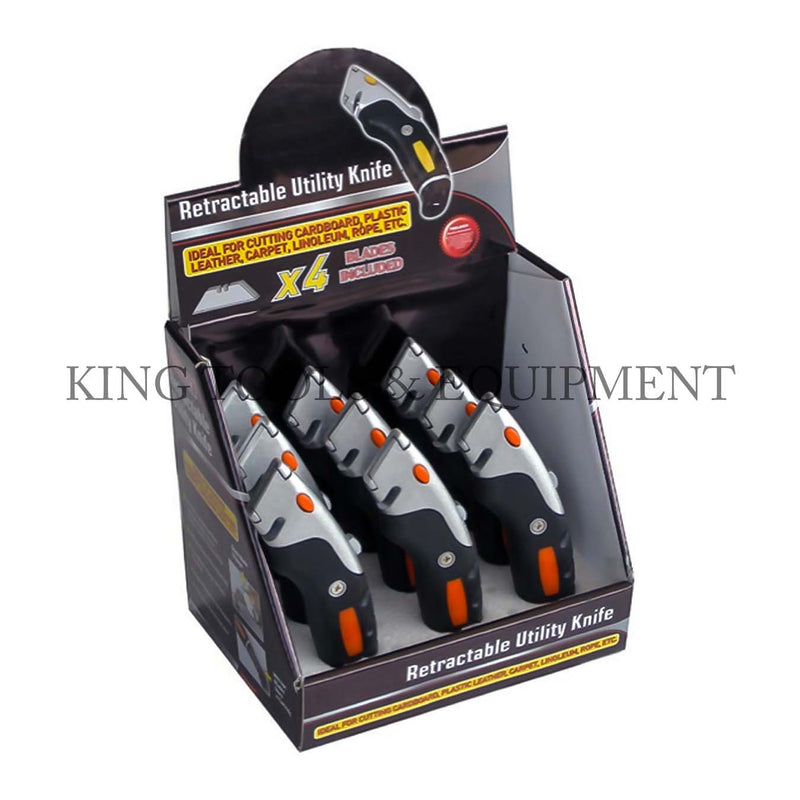 KING Retractable UTILITY KNIFE w/ 4 Extra Blades Each + Display Box