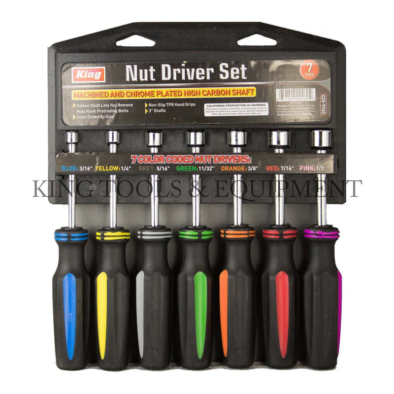 KING 7-pc NUT DRIVER SET (3/16" - 1/2") SAE