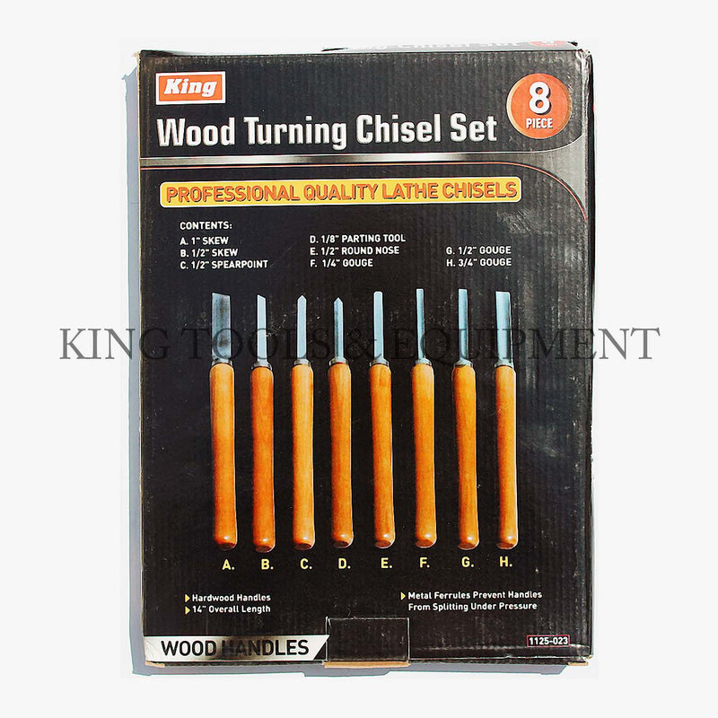 KING 8-pc 14" Wood Turning LATHE CHISEL SET w/ Wooden Case