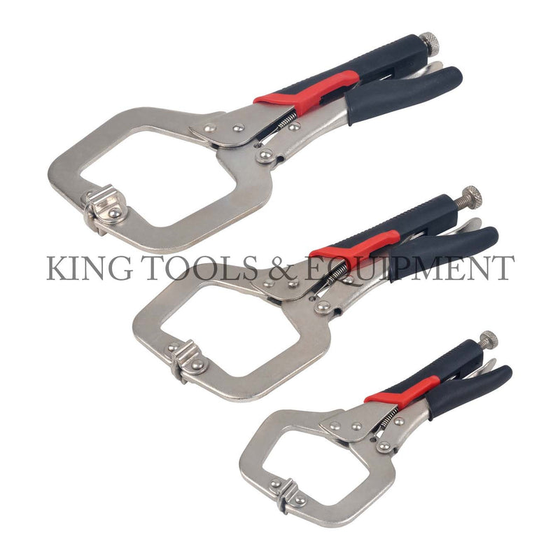 3-pc C-CLAMP Locking Pliers w/ Ergo. Handle Set - 1190-0