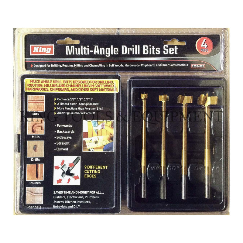 KING 4-pc Multi-Angle DRILL BIT SET w/ Case