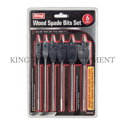 KING 6-pc Wood Spade DRILL BIT SET