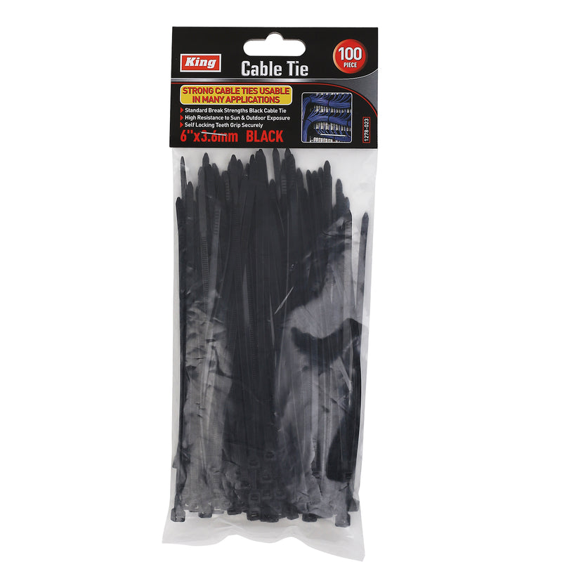 100-PC Cable Tie (6" x 3.6mm) Black - 1278-0