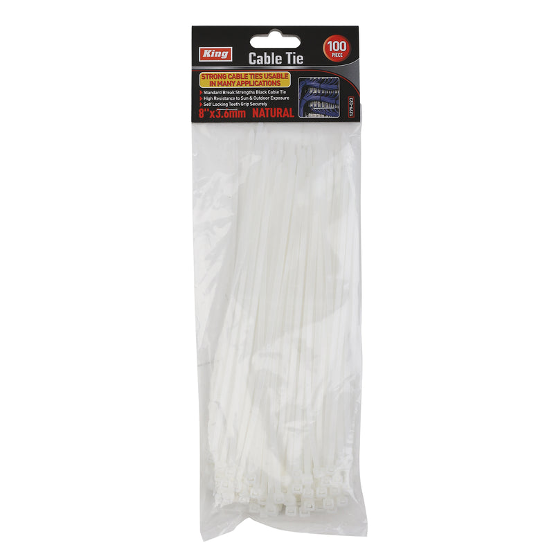 100-PC Cable Tie (8" x 3.6mm) Natural - 1279-0