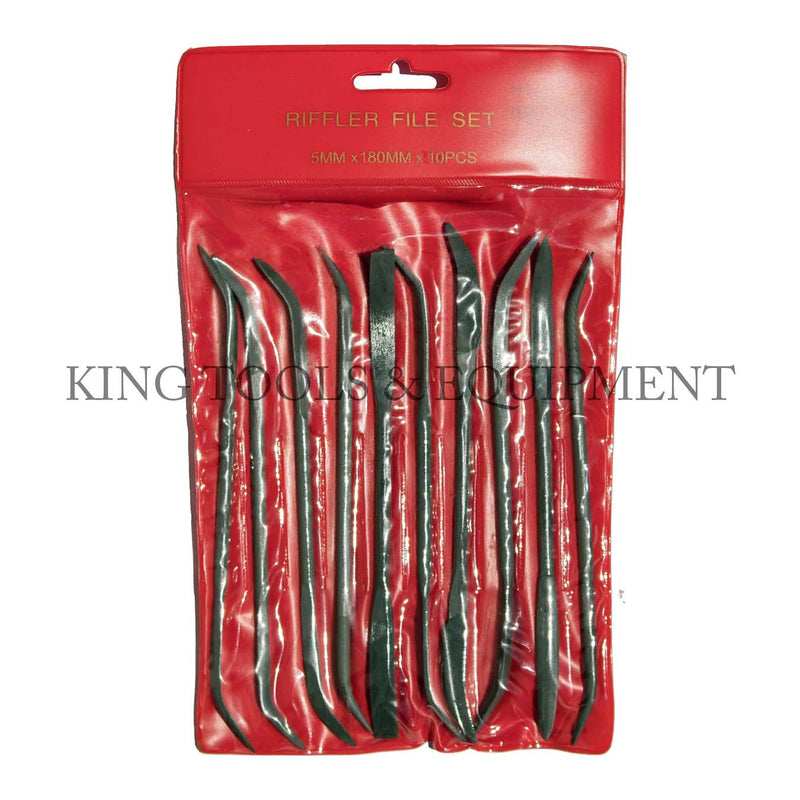 KING 10-pc Assorted 7" NEEDLE RIFFLER FILE SET