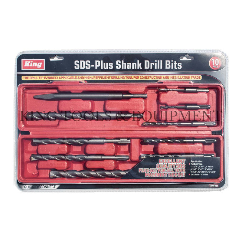 KING 10-pc SDS-Plus SHANK DRILL BIT SET w/ Blow Case