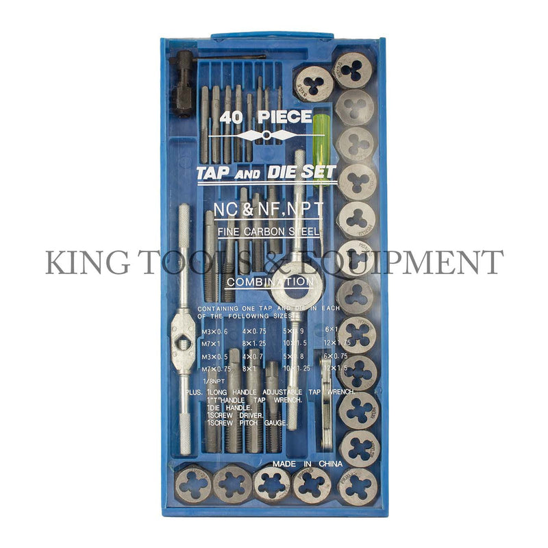 KING 40-pc TAP and DIE SET w/ Case, Metric