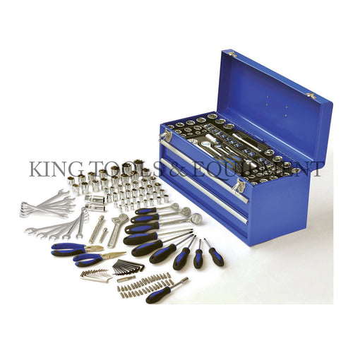 KING 128-pc Assorted COMPLETE COMBINATION TOOL SET w/ Metal Tool Box