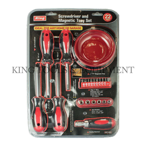KING 22-pc SCREWDRIVER and MAGNETIC TRAY SET