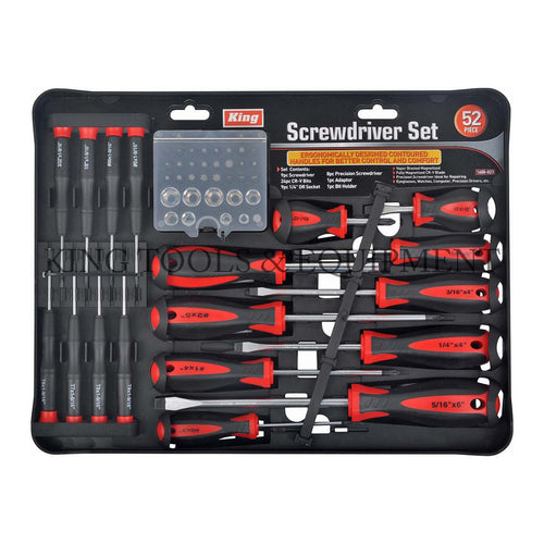 KING 52-pc Assorted SCREWDRIVER, BIT and SOCKET SET