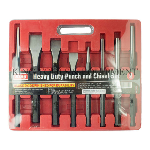 KING 8-pc Heavy-Duty CHISEL and PUNCH SET w/ Blow Case