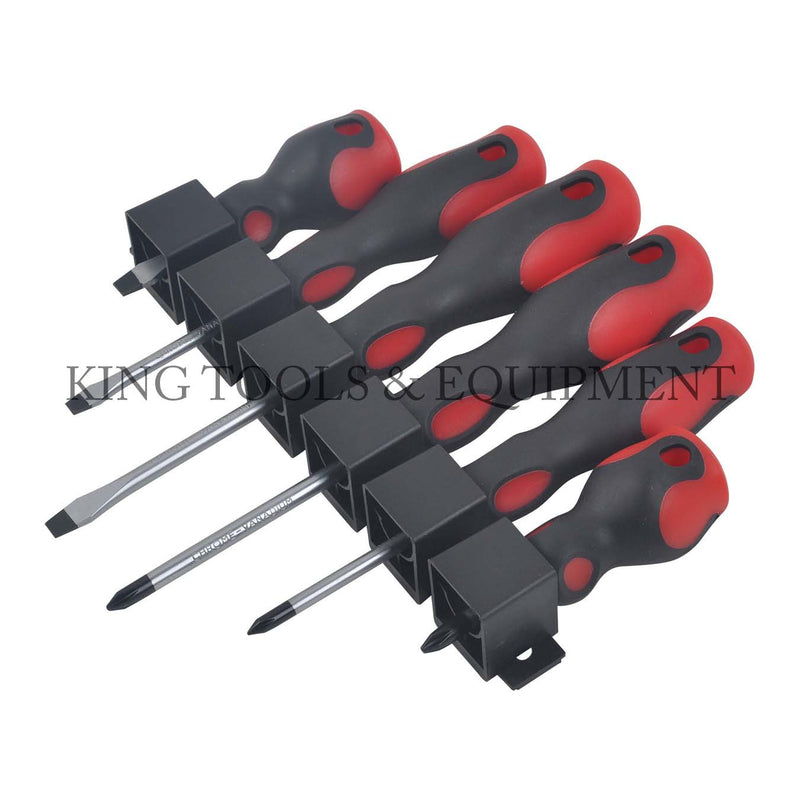 6-pc SCREWDRIVER SET w/ Rack, Slotted and Phillips - 1618-0