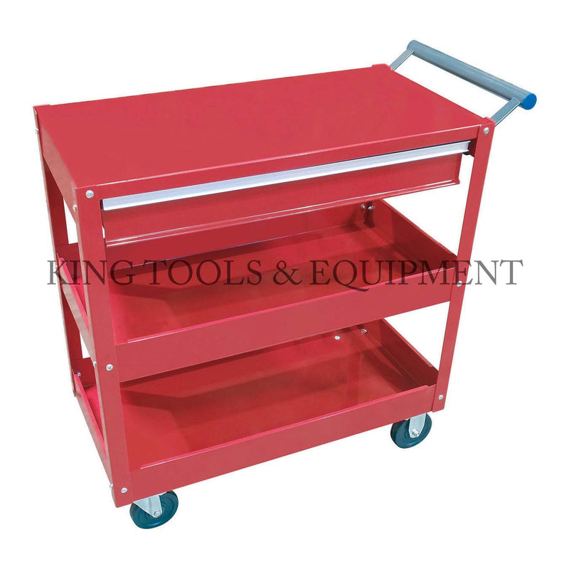 KING 3-Shelves Steel SERVICE CART w/ Solid Rubber Casters