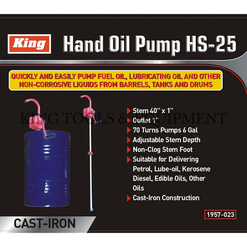 KING Swivel HAND OIL PUMP HS-25 w/ 40" x 1" Stem
